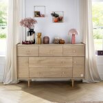 Commode 5 tiroirs et 2 portes pieds bois et poignes mtal - my love marron