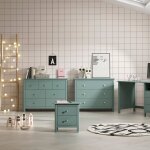 Commode 7 tiroirs poign�es interchangeables - gamme camille vert