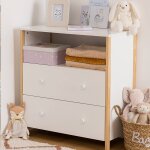 Commode en bois 2 tiroirs 1 �tag�re - kima blanc