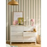 Commode enfant 6 tiroirs feston bois blanc