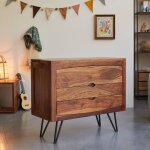 Commode enfant en bois de sheesham 3 tiroirs bonnie marron