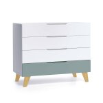 Commode d'enfant avec pieds en bois vert eucalyptus