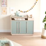 Commode �volutive avec extension � langer amovible selva vert sauge - noyer de virginie