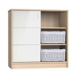 Commode java 3 niches et 1 porte coulissante blanc