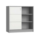 Commode java 3 niches et 1 porte coulissante gris clair