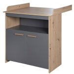 Commode � langer 2 portes 1 niche anna anthracite - ch�ne kent
