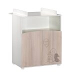 Commode � langer 2 portes et une niche d�cor bois - lapinou beige