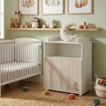 Commode � langer 2 portes et une niche d�cor bois - lapinou beige