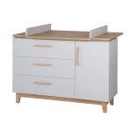 Commode  langer 3 tiroirs et 1 porte caro gris clair / chne dor