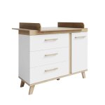 Commode  langer 3 tiroirs et 1 porte smile blanc / chne artisan