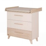 Commode � langer �troite en bois 'sidney' avec tiroirs - beige / d�cor ch�ne beige / d�cor ch�ne