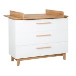 Commode � langer �volutive 3 tiroirs finn blanc / ch�ne dor�