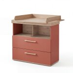 Commode � langer 'jimmy' avec tiroir / compartiment ouvert poign�es en bois massif mauve