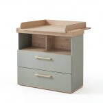 Commode � langer 'jimmy' avec tiroir / compartiment ouvert poign�es en bois massif sauge