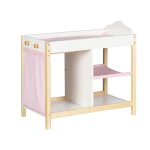 Commode  langer et lit de poupe 2en1 avec accessoires scarlett blanc / rose