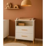 Commode � langer sur pieds en bois - joy blanc / gris