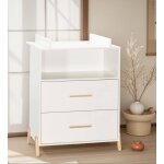 Commode � langer sur pieds en bois - joy blanc / marron