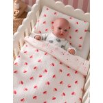 Couette + oreiller poupon en gaze de coton petit coeur