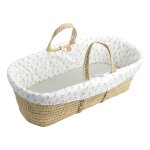 Couffin bb en fibres naturelles avec habillage tissu - botanica blanc / vert