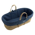 Couffin bb en fibres naturelles avec habillage tissu - botanica bleu
