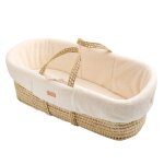 Couffin bébé en fibres naturelles avec habillage tissu ecru Couffin bébé en fibres naturelles avec habillage tissu ecru