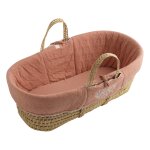Couffin bébé en fibres naturelles avec habillage tissu rose foncé Couffin bébé en fibres naturelles avec habillage tissu rose foncé