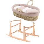 Couffin b�b� matelass� avec support en bois pink / natural