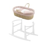 Couffin b�b� matelass� avec support en bois pink / white