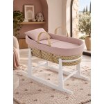Couffin b�b� matelass� avec support en bois rose