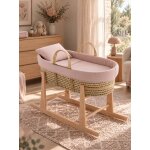 Couffin b�b� matelass� avec support en bois rose