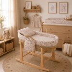 Couffin matelasse + support en bois beige