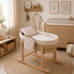 Couffin matelasse + support en bois beige
