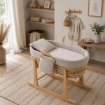 Couffin matelasse + support en bois beige