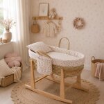 Couffin matelasse + support en bois beige