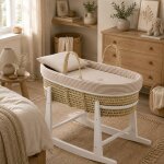 Couffin matelasse + support en bois beige / blanc