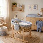 Couffin matelasse + support en bois bleu