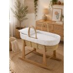 Couffin matelasse + support en bois ecru / natural