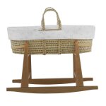 Couffin matelasse + support en bois ecru / natural