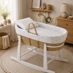 Couffin matelasse + support en bois ecru / white