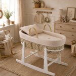 Couffin matelasse + support en bois rose / blanc