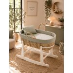 Couffin matelasse + support en bois vert