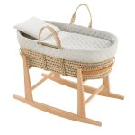 Couffin matelasse + support en bois vert