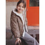 Coupe - vent  capuche rversible fille lopard / sherpa beige