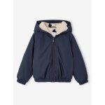 Coupe - vent fille � capuche doubl� sherpa marine