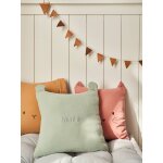 Coussin animal en gaze de coton personnalisable vert sauge