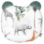 Coussin anti t�te plate r�versible en minky safari, vert, gris, blanc