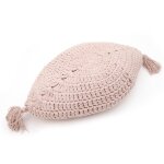 Coussin boh�me coton crochet plume nude