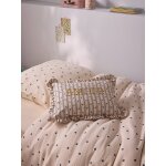 Coussin brod� amour raye bleu / epice