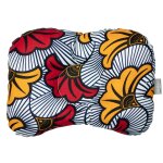 Coussin cale - tte ergonomique en wax fleurs de mariage melody, blanc imprim minimali