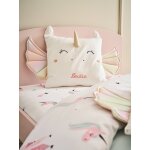 Coussin carr� licorne personnalisable �cru